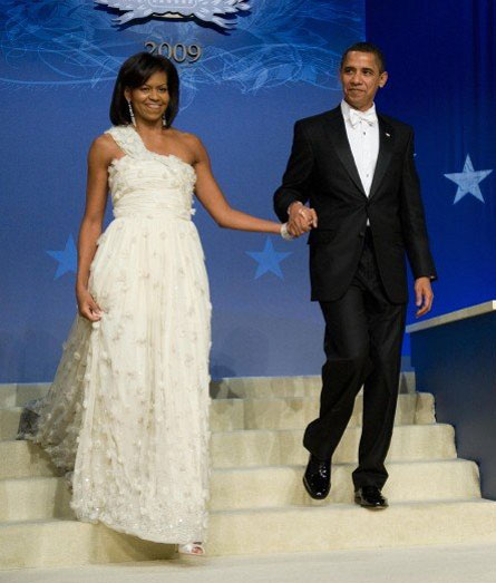 Michelle Obama in Jason Wu's one-of-a-kind ball gown on Inauguration Night 2009